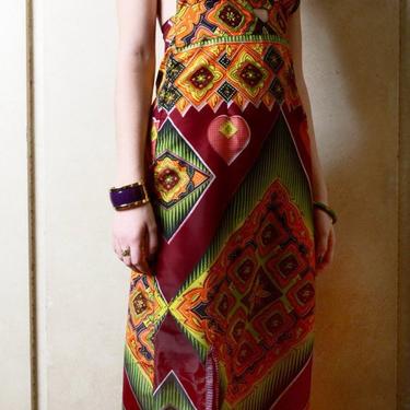 Vintage Multi-Colored Halter Dress 