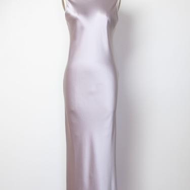 1990s Gray Silk Bias Cut Dress 