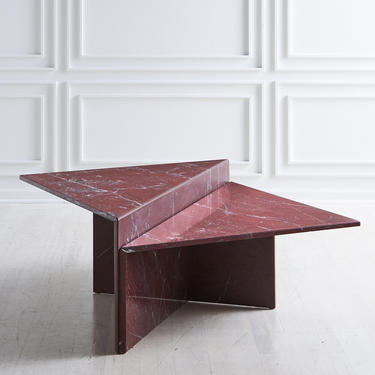 Rosso Francia Two Tiered Marble Coffee Table