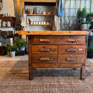 Vintage Workbench with Drawers