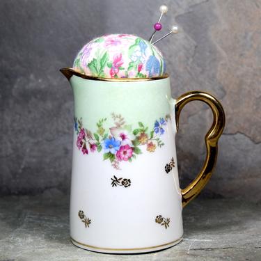 Limoges Porcelain Pitcher Upcycled Pin Cushion - Vintage Floral Pitcher Pin Cushion - Handmade Gift for Sewers & Quilters | FREE SHIPPING 