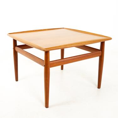 Grete Jalk for France & Son Mid Century Danish Teak Side Coffee Table with Brass Accents - mcm 