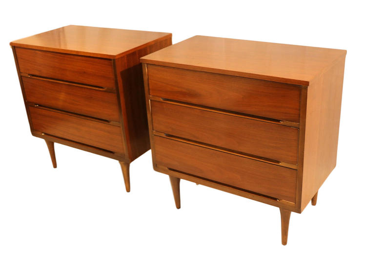 Pair Mid Century Dressers Chests Nightstand Tables 
