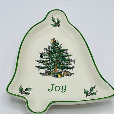 Vintage Spode Christmas Tree Joy Bell Tray/Trinket Dish Hostess Gift 