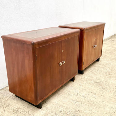 MCM Walnut & Leather Top Cabinets