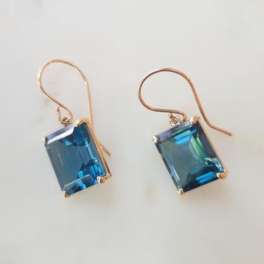 Blue Topaz Emerald Cut Earrings