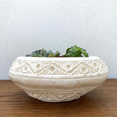 Southwest White Ceramic Planter Bowl