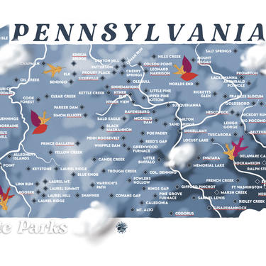 Pennsylvania State Parks 11x17 in art map print 