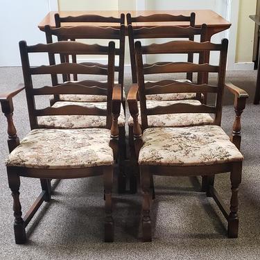Item #T92 Set of Six Jacobean Style Oak Dining Chairs c.1940s