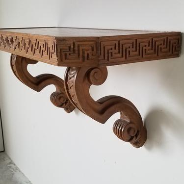 Hollywood Regency Greek Key Design Wall Mounted Console Table 