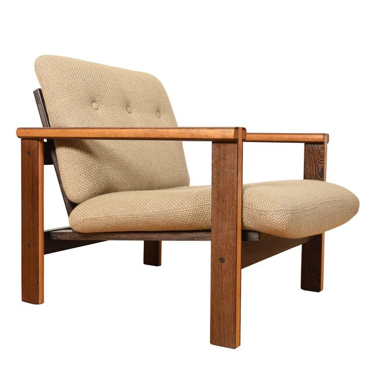 Danish Modern 2-Tone Designer Wenge Wood Lounge Chair