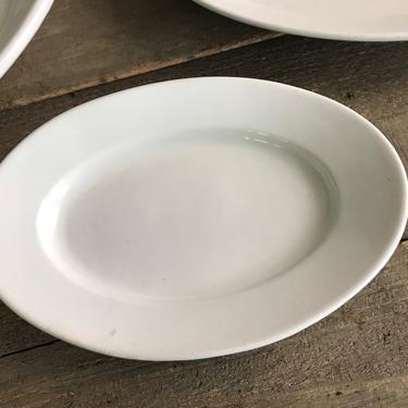 French White Ironstone Serving Plate, Small White Oval Dish 
