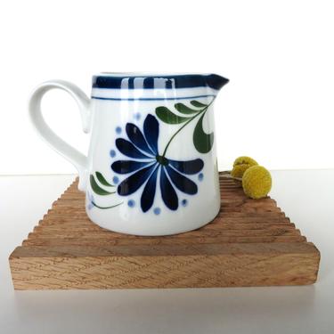 Dansk Sage Song Porcelain Creamer, Danish Modern Blue And White Floral Small Pitcher 