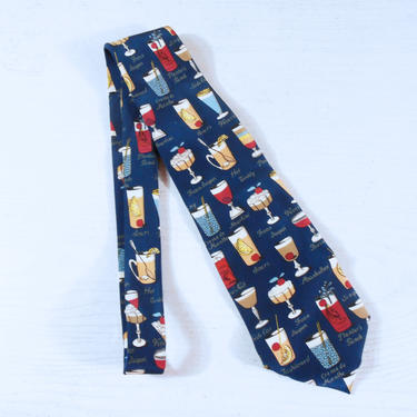 Piero Fornasetti Silk Necktie with Cocktails, Italian Tie from Milano, Italy 