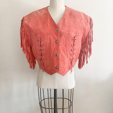 Vintage 1980s Mauve Pink Suede Leather Vest / M (as is) 