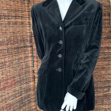 Black Velvet Blazer, Ralph Lauren Jacket, Tapered Fit, Cuff Sleeves, Size 6 US 