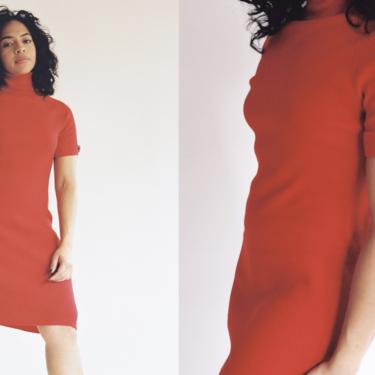 1990s Moda International Red Knit Bodycon Dress