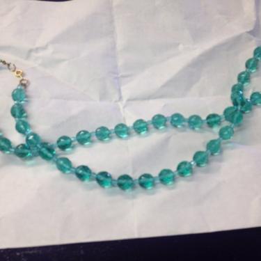 28&quot; teal faceted crystal bead necklace 
