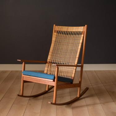 Vintage Dux Teak and Cane 532-A Rocking Chair by Hans Olsen for Juul Kristensen 