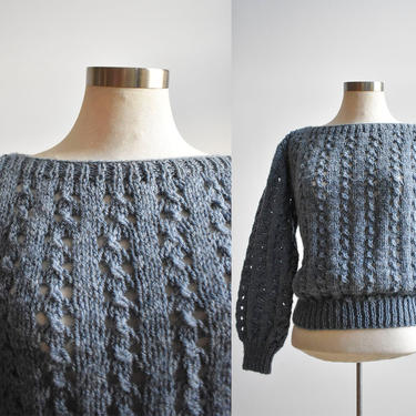 Vintage Blue Chunky Knit Sweater 