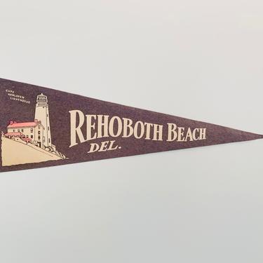 Vintage Rehoboth Beach Delaware Cape Henlopen Lighthouse Souvenir Pennant 