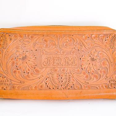 Large Floral Tooled Vintage Clutch with Sheep Skin Liner - Made in Portland by The Gorge Laurence 