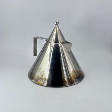 Vintage Aldo Rossi for Alessi Conico Water Tea Kettle Pot Silverplate Retro Mid-Century Modernist 