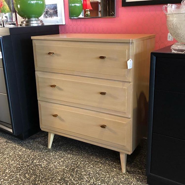                   3 Drawer Midcentury Modern Blonde Wood Chest of Drawers - only $150