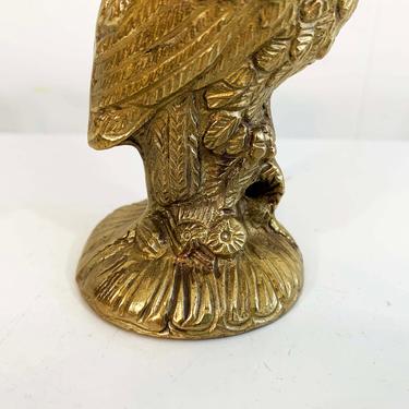 True Vintage Solid Brass Owl on a Branch Owl Mid-Century Hollywood Regency Brass Accessory Bookshelf Decor Figurine Paper Weight Figure 