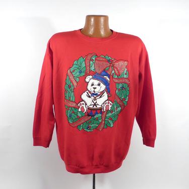 Ugly Christmas Sweater Vintage Sweatshirt Bear Party Xmas Tacky Holiday 