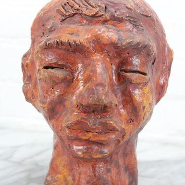 Hand Carved Bust Sculpture by BER, Dated 1965 