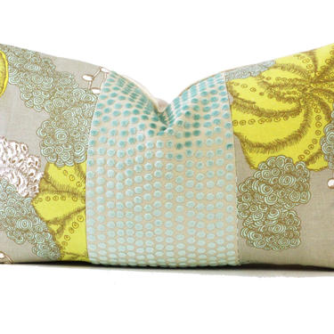 Designer Down Pillow Yellow and Green 