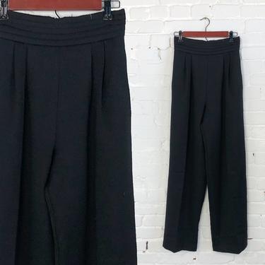 1980s Black Tuxedo Style Pants | 80s Black Tuxedo Slacks | Counterparts | Medium 