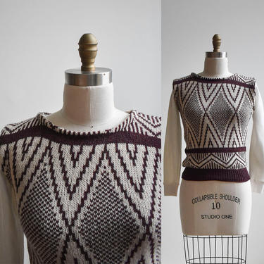 Vintage Maroon Knit Sweater Vest 