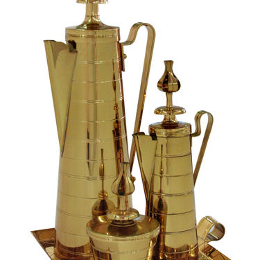 Tommi Parzinger Elegant Brass Coffee Service Set 1950s - SOLD
