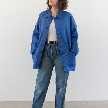 Vintage Bright Blue Chore Coat | Unisex Cotton Military Utility Work Jacket | Made in Italy | M L | IT183 