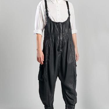 Coated Tencel Drop Seat Overall Jumpsuit