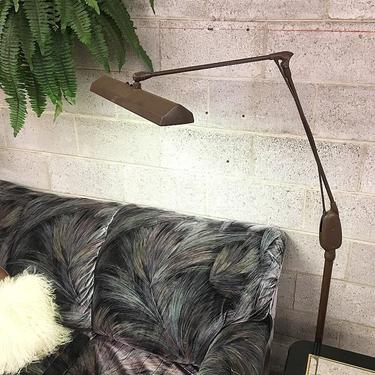 LOCAL PICKUP ONLY Vintage Metal Floor Lamp Retro 1950's Dark Brown with Rectangular Shade by Dazor Industrial for Living Room or Office 