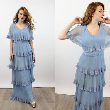 1960s MISS ELLIETTE chiffon dress gown medium | new winter 