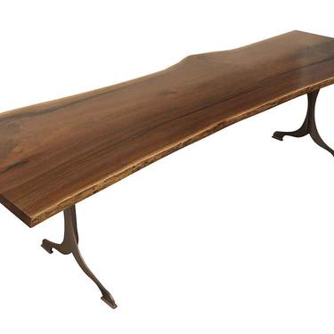 Live Edge Walnut Dining Room Table with Brushed Steel Legs
