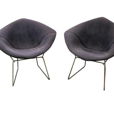 Harry Bertoia Knoll Mid Century Modern Lounge Chairs Danish Modern Chairs Chrome Diamond Chairs-A Pair 