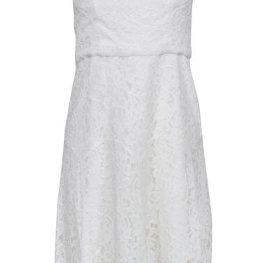 Diane von Furstenberg - White Floral Lace Strapless "Amira" Sheath Dress Sz 8