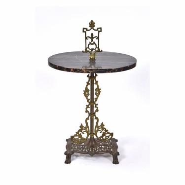 1920’s Art Deco Marble Top Steel Occasional Table Stand 