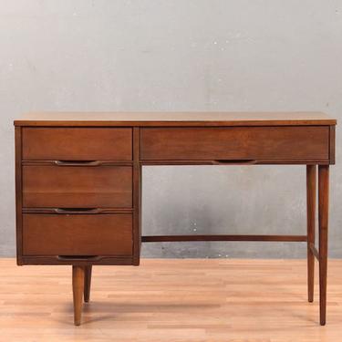 Classic Mid Century Walnut &amp; Laminate 4-Drawer Desk – ONLINE ONLY
