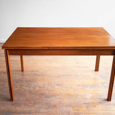 Vintage MCM Expandable Dining Table With Leaf - Danish Dining Table - Mid Century Modern Teak Dining Table - Draw Leaf Table 