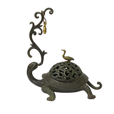 Chinese Brown Metal Turtle Fengshui Incense Holder Figure ws1413E 