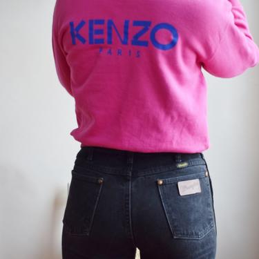 Vintage 1980s Hot Pink Kenzo Logo Sweatshirt | S 