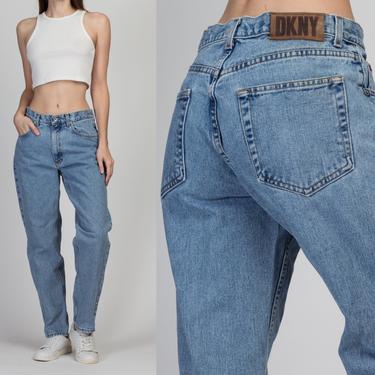 90s DKNY High Waist Mom Jeans - Medium, 30&amp;quot; | Vintage Light Wash Denim Tapered Leg Jeans 