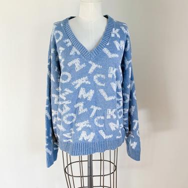 Vintage 1980s Alphabet Novelty Sweater / fits up to L 