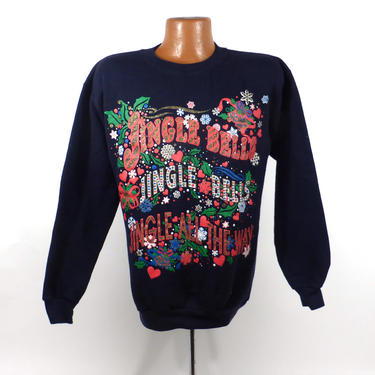 Ugly Christmas Sweater Vintage Sweatshirt Party Xmas Tacky Holiday Jingle Bells Size L 